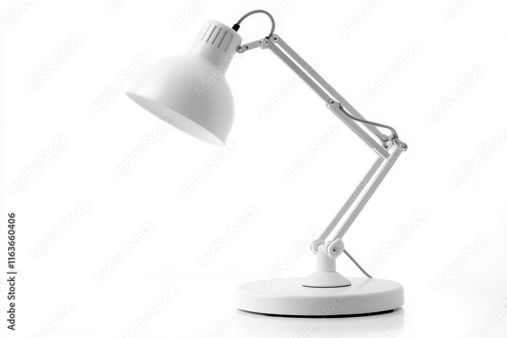 Isolated side view of a white desk lamp on white background Isolated side view of a white desk lamp on white background