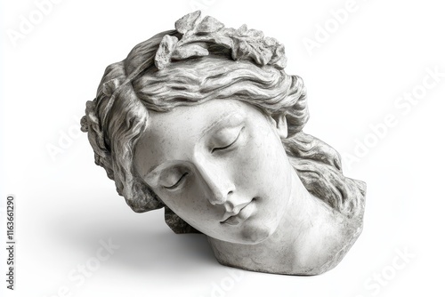 Isolated white background plaster replica of Venus head