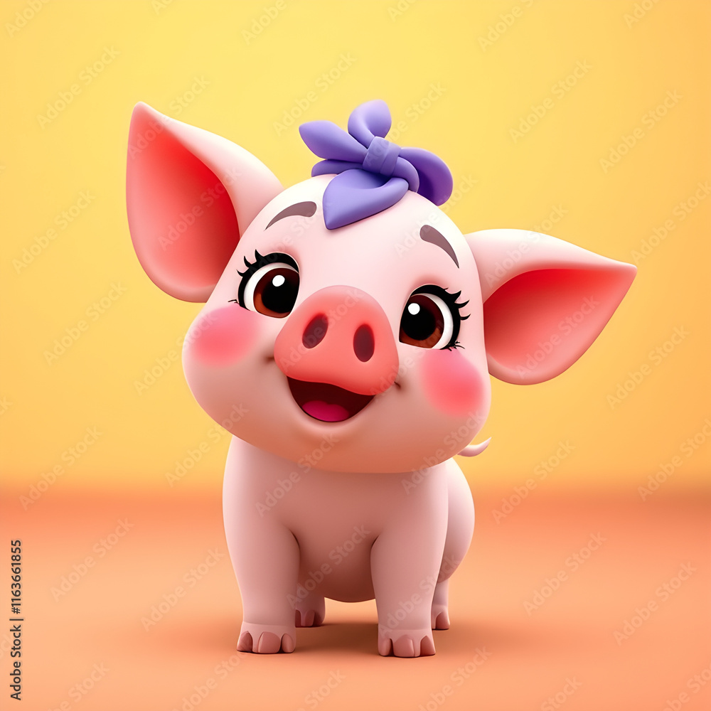 Fototapeta premium baby pig isolated cartoon 3D character 