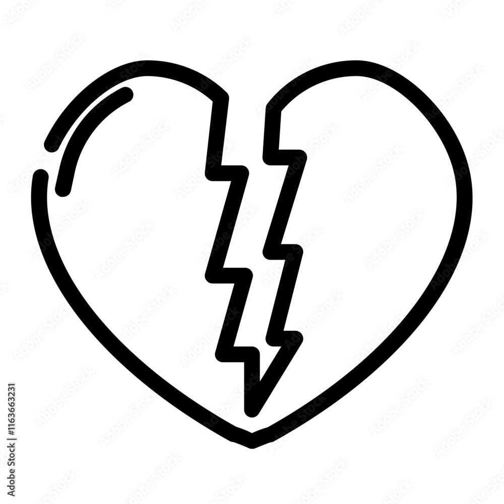broken hearted cutline icon broken hearted cutline icon