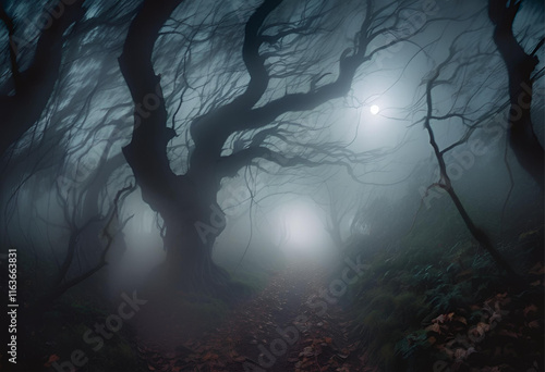 spooky forest in the night