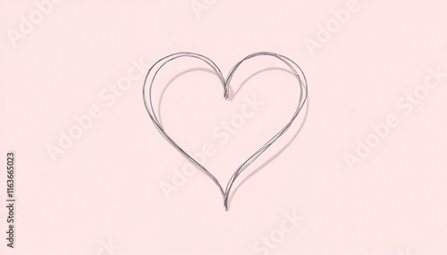 Delicate heart drawing on a soft pink background, perfect for Valentine's Day themes