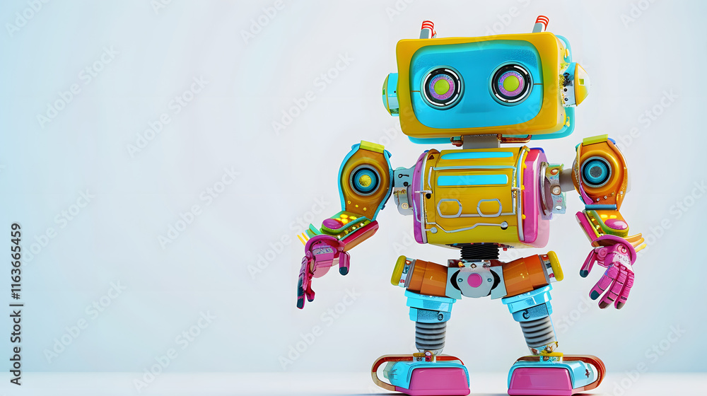 Fototapeta premium Walking Robot Toy colorful 3D