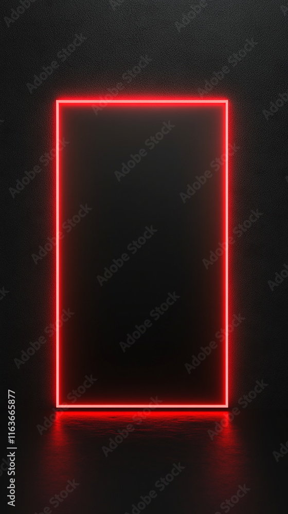 Subtle black frame with glowing red neon edges Subtle black frame with glowing red neon edges