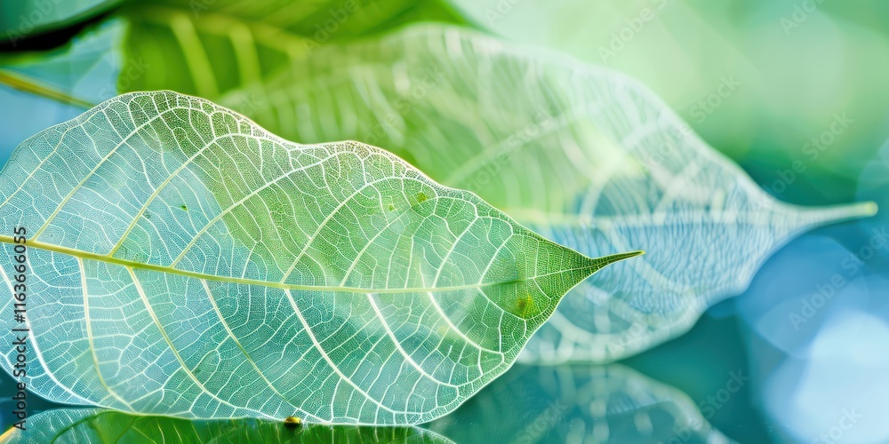 Obraz premium transparent leaves green natural forest minimal wallpaper elegance