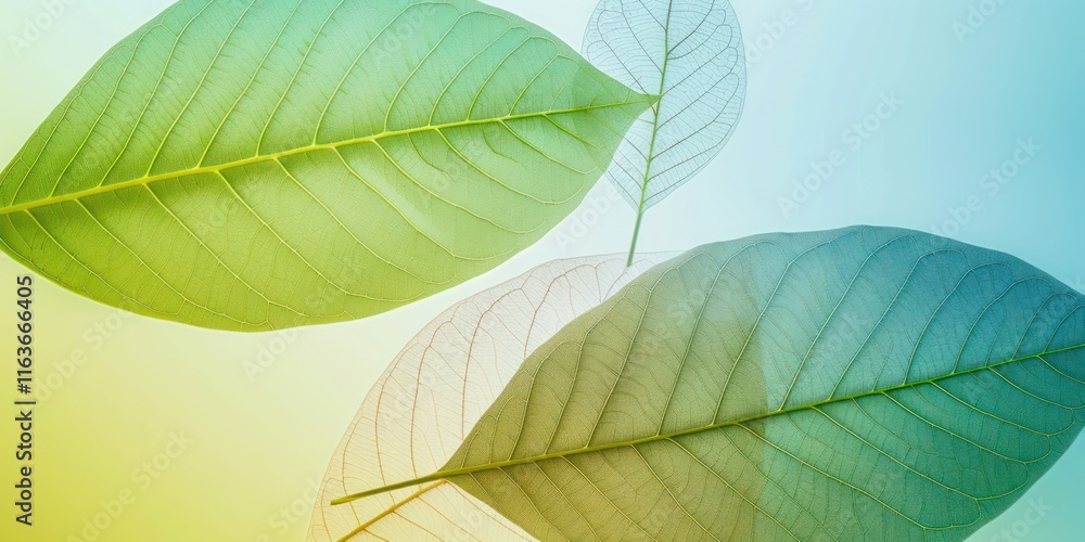 Obraz premium transparent leaves green natural forest minimal wallpaper elegance colorful