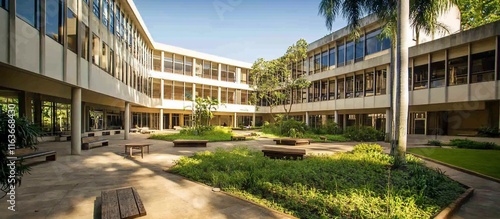 Wallpaper Mural Sunny Courtyard of a Modern Educational Building. Torontodigital.ca