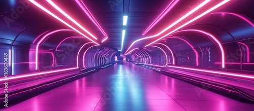Wallpaper Mural Futuristic neon tunnel corridor. Torontodigital.ca