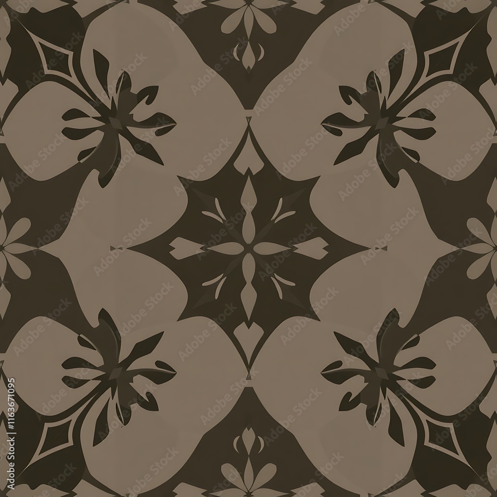Obraz premium Dark Brown Floral Tile Pattern 