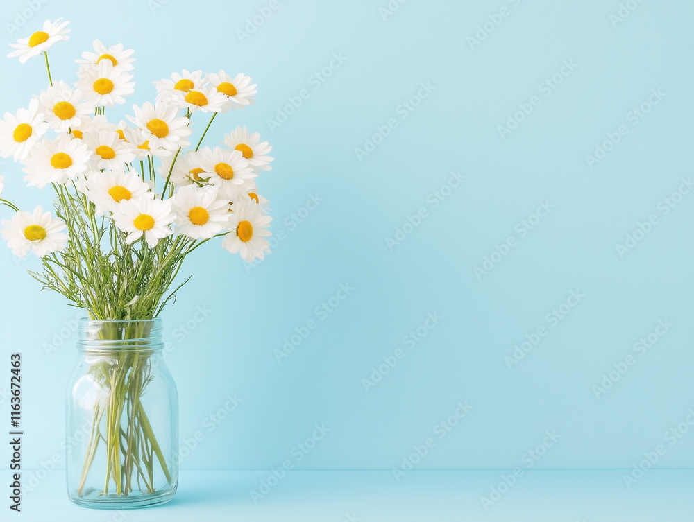 Daisy Flowers in Vase on colorful background. Natural Floral backdrop Daisy Flowers in Vase on colorful background. Natural Floral backdrop