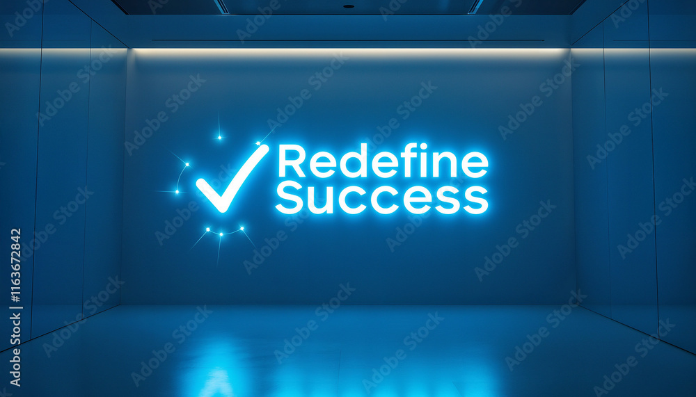 Naklejka premium Modern Redefine Success header and banner with glowing typography