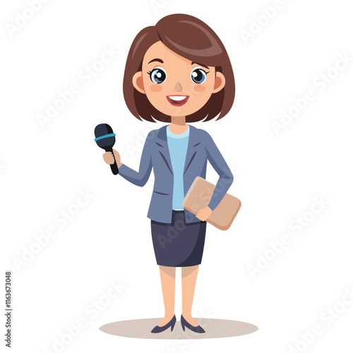"Stylish Female Show Host Cartoon Vector Illustration"