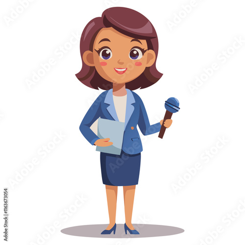 "Stylish Female Show Host Cartoon Vector Illustration"