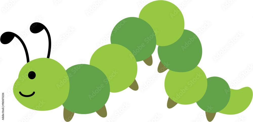 Naklejka premium caterpillar cartoon doodle