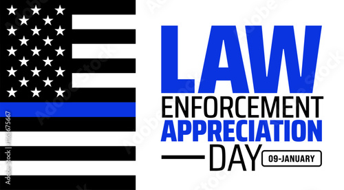 Law enforcement appreciation day background banner or poster design template. observed every year in January. Holiday concept. Use to any Template, card, poster, placard, template.