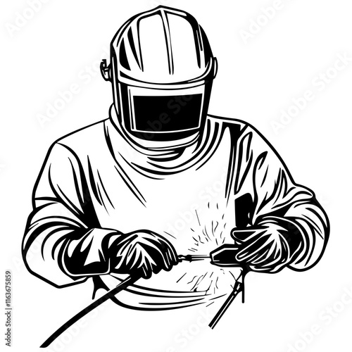 Welder Silhouette Art for Construction and Industry Concepts