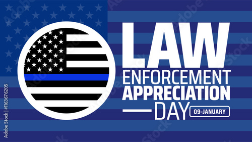 Law enforcement appreciation day background banner or poster design template. observed every year in January. Holiday concept. Use to any Template, card, poster, placard, template.