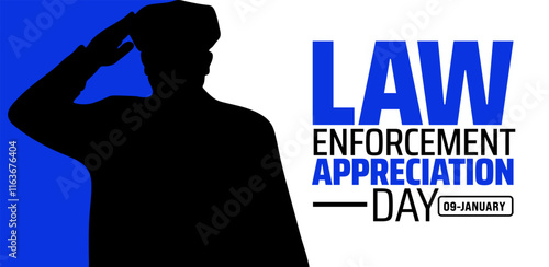 Law enforcement appreciation day background banner or poster design template. observed every year in January. Holiday concept. Use to any Template, card, poster, placard, template.