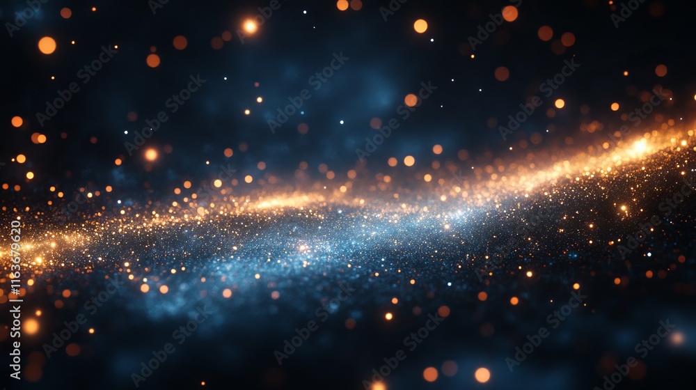 Cosmic River of Stars, Abstract Background With Sparkling Glittering Light Particles And Dust Cosmic River of Stars, Abstract Background With Sparkling Glittering Light Particles And Dust