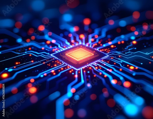 Central Processing Unit: Glowing Circuitry in a Futuristic Digital Art