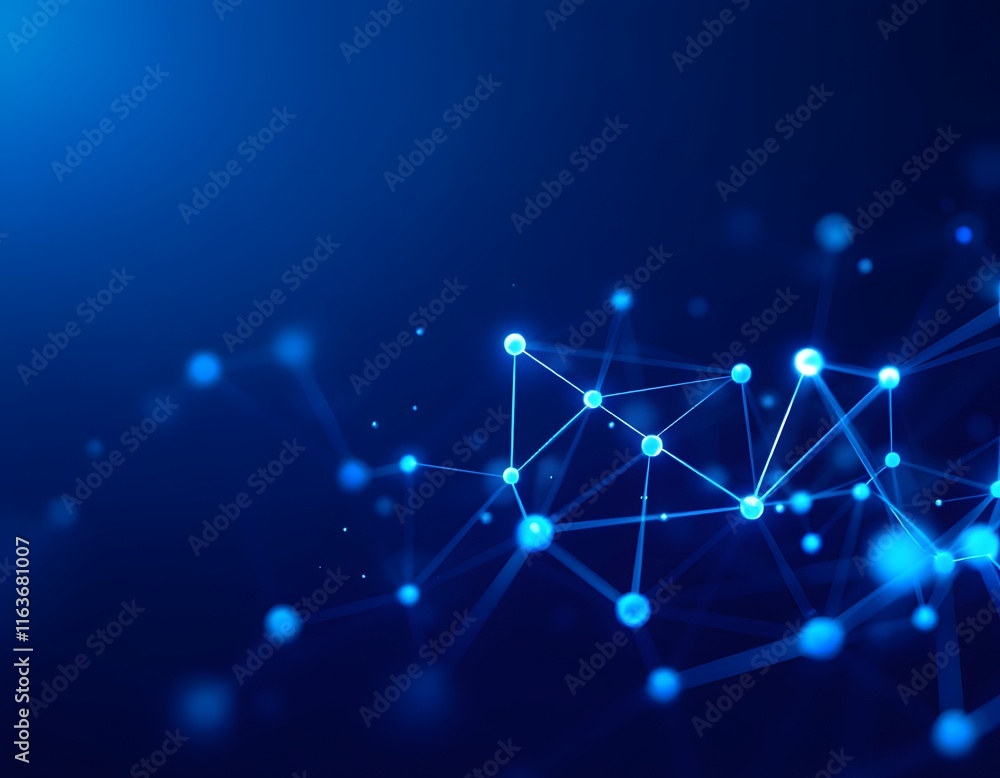 Abstract Network: Glowing Blue Nodes and Lines in a Dark Space Abstract Network: Glowing Blue Nodes and Lines in a Dark Space