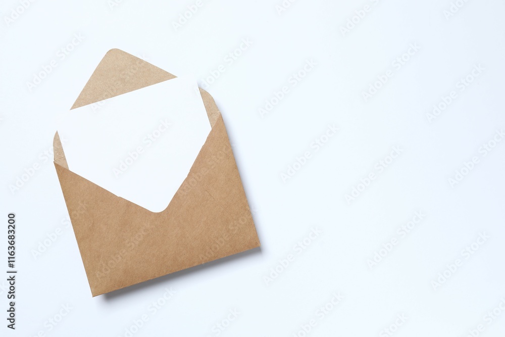 Paper card with craft envelope on white background Paper card with craft envelope on white background