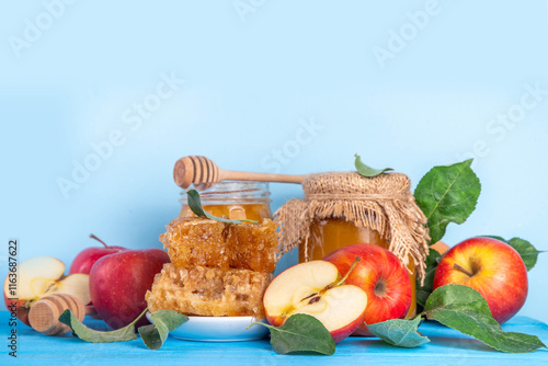 Jewish holiday Rosh Hashanah or apple feast day background photo