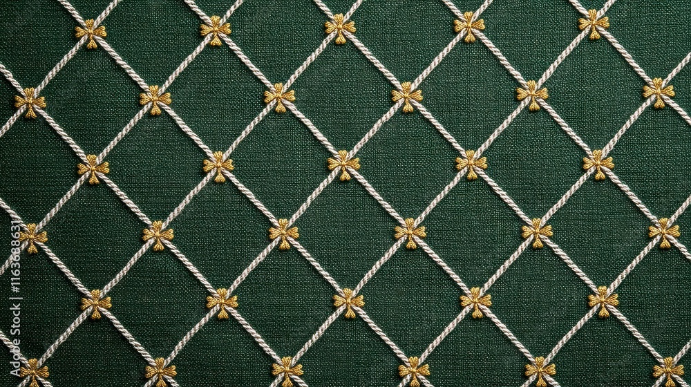 Fototapeta premium St. Patrick's Day Background Concept, Festive Green Plaid Pattern with Golden Clovers for Holiday Decor and Design Projects