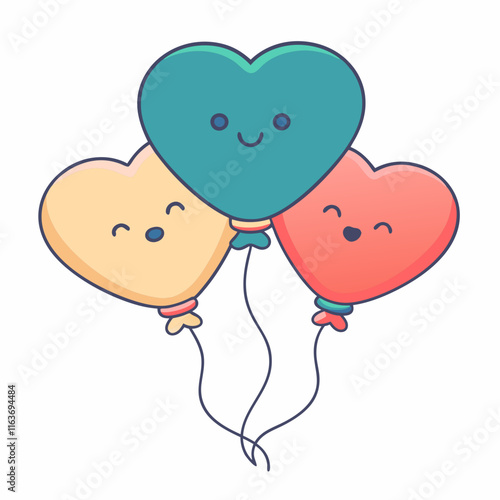 Valentine heart balloons celebration event colorful decor festive atmosphere cheerful view love concept