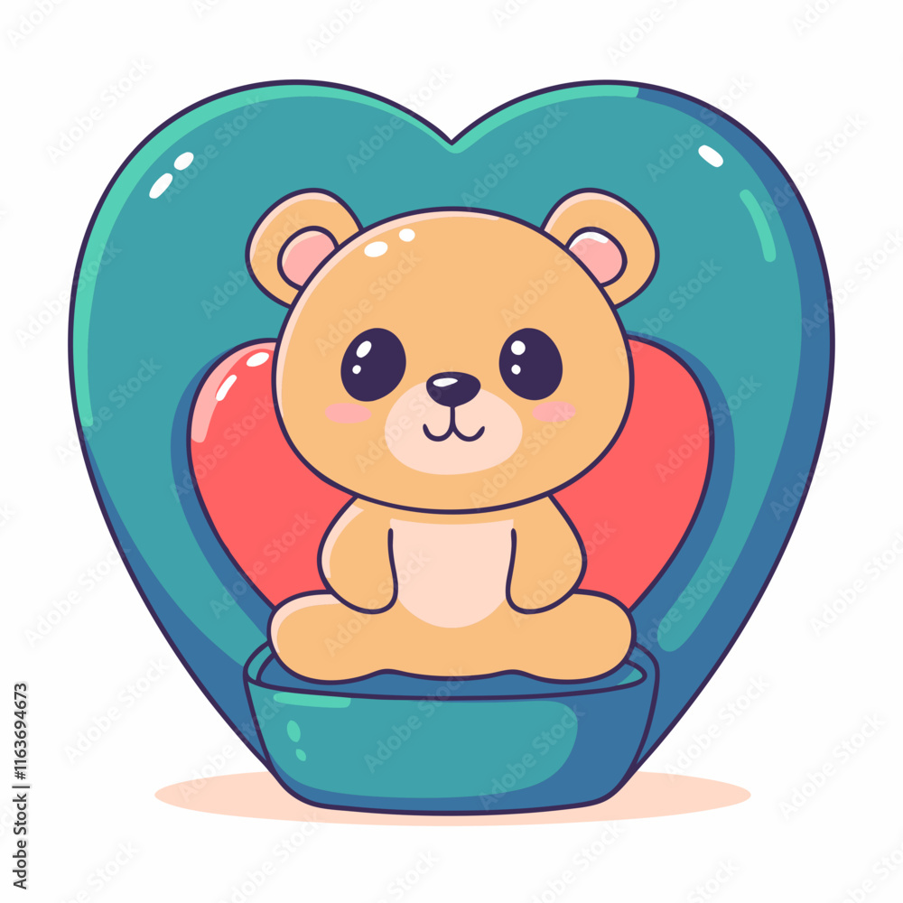 Fototapeta premium Valentine's day teddy bear gift cozy home setting digital illustration warm colors heartfelt concept