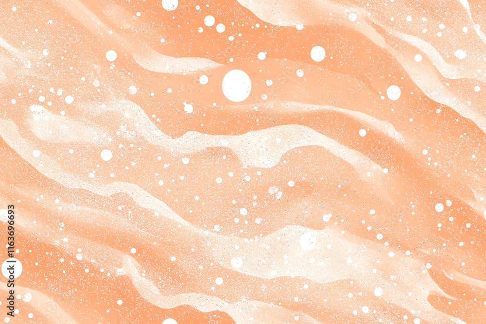 Fototapeta premium Delicate Peachy Background with Silver Glitter and Soft Waves