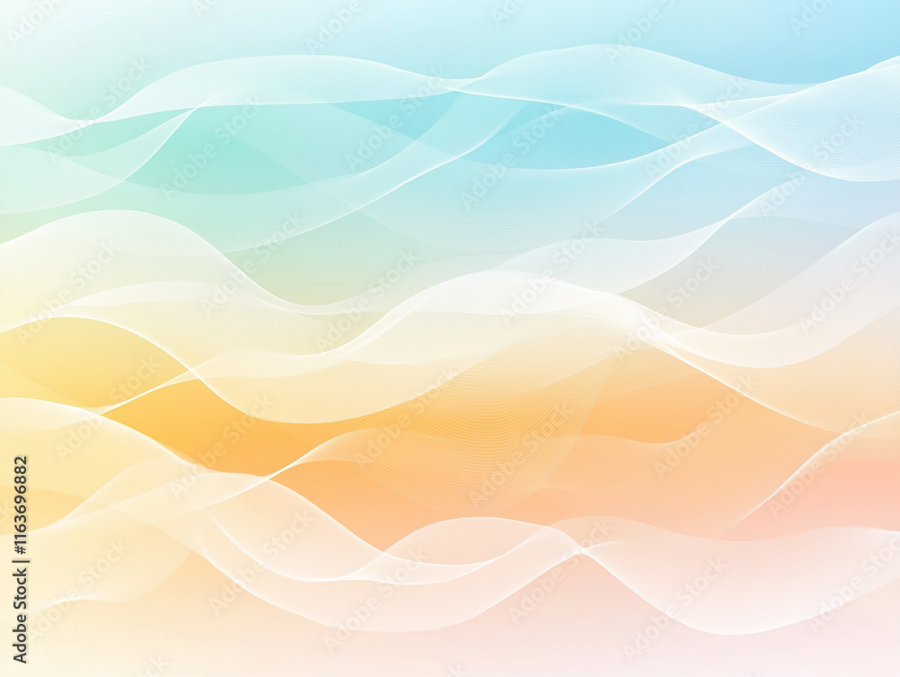 Obraz premium Orange and teal gradient background with wavy lines