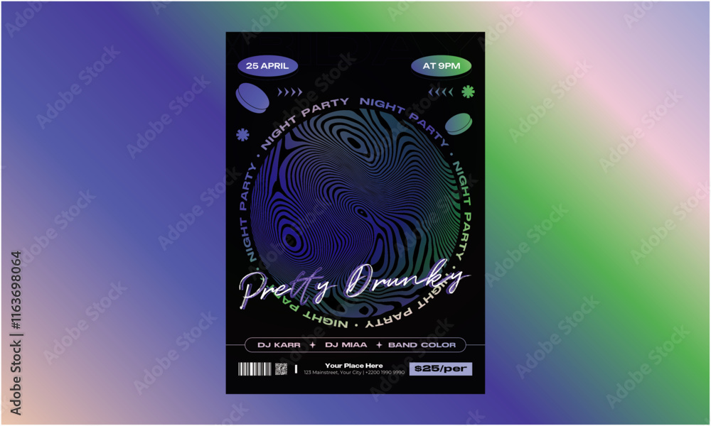 Naklejka premium Night Party Flyer