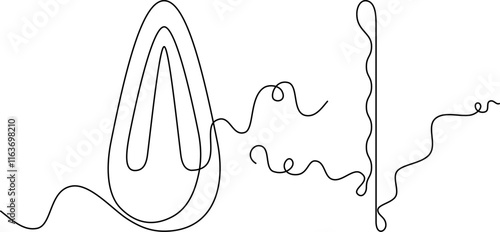 one line art hairpin vector illustration. line art, one continuous line, simple, hand drawn and sketch style. for icons, symbols, signs or logos. PNG