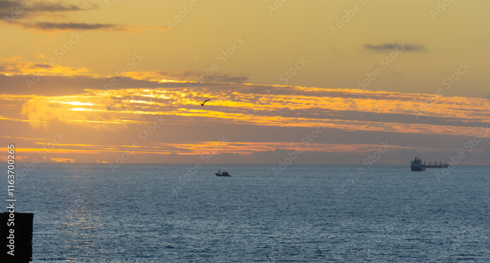 Sunset over the Atlantic above the Safi fortress in Morocco Sunset over the Atlantic above the Safi fortress in Morocco