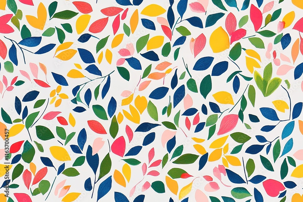 Vibrant Floral Leaf Pattern on White Background Vibrant Floral Leaf Pattern on White Background