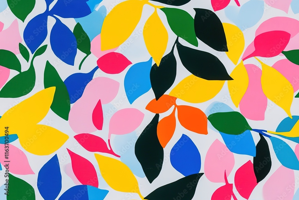 Vibrant abstract leaf pattern on white background Vibrant abstract leaf pattern on white background