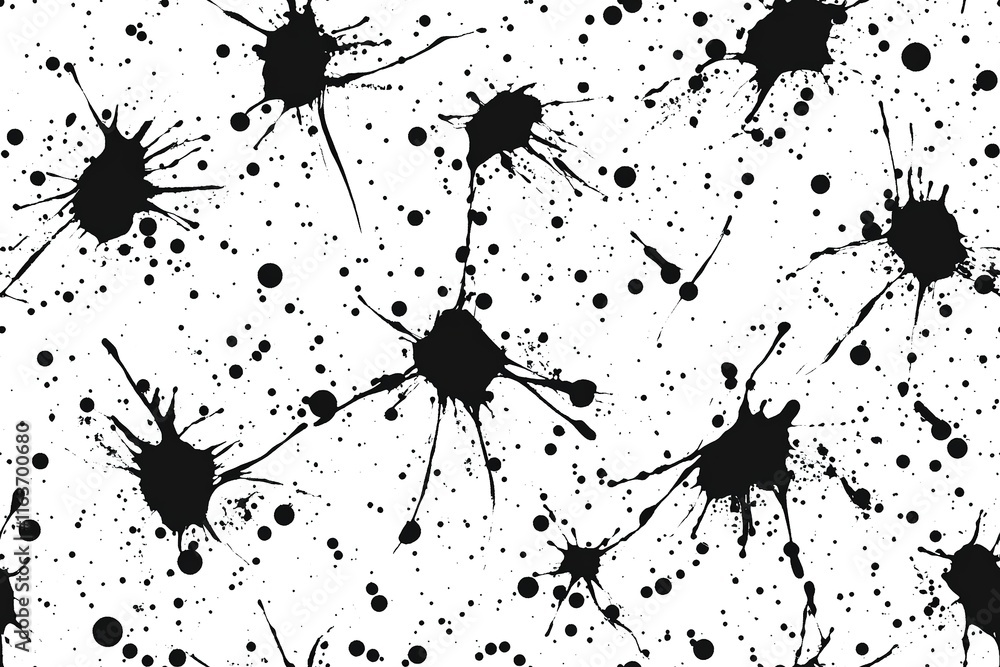 Abstract Black Ink Splatters Seamless Pattern Abstract Black Ink Splatters Seamless Pattern