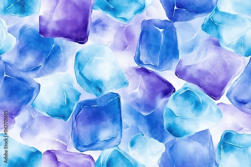 Abstract Watercolor Ice Cubes Pattern