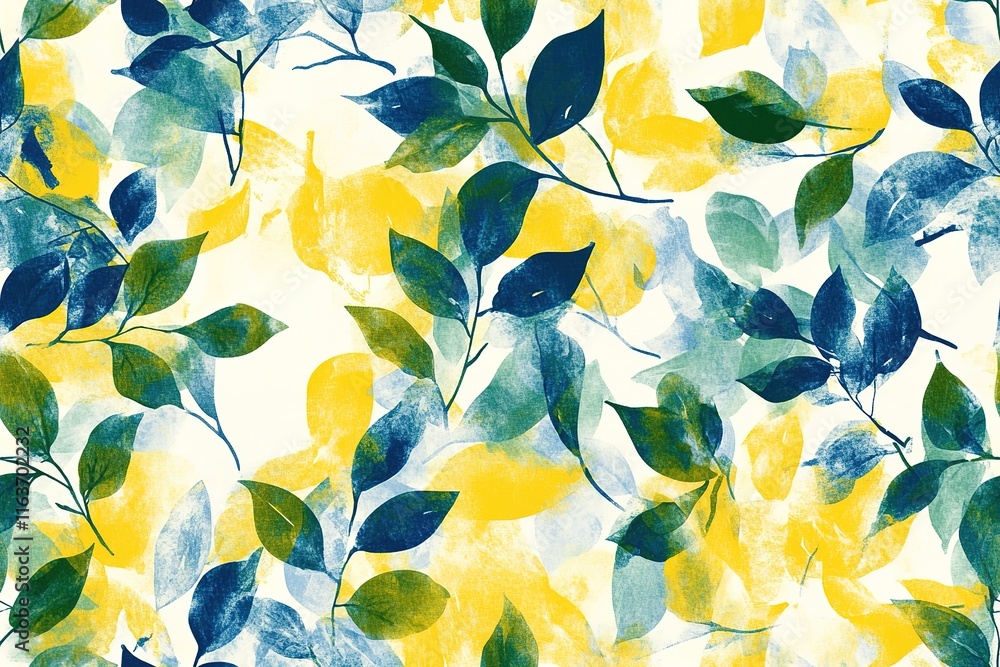 Vibrant Yellow and Teal Leaf Pattern Design Vibrant Yellow and Teal Leaf Pattern Design