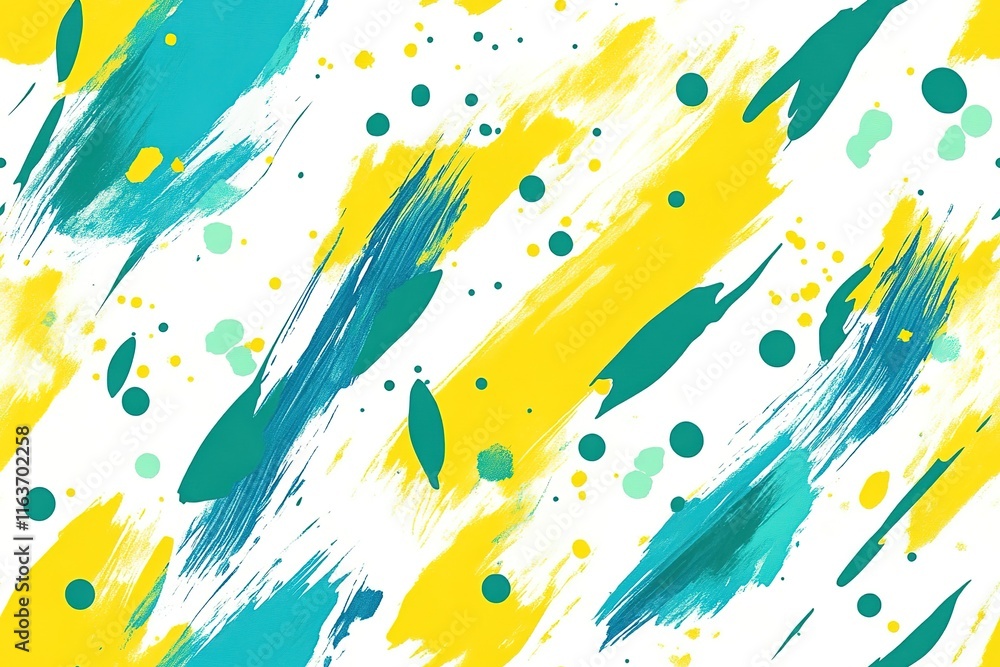 Fototapeta premium Vibrant Abstract Paint Strokes in Yellow and Teal