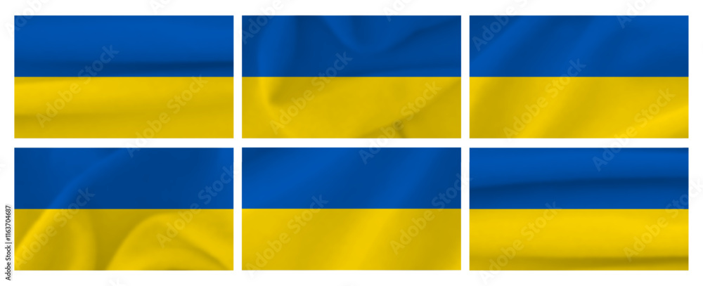 Fototapeta premium Set of Ukrainian national flags