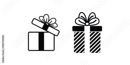 Gift icon. Vector gift box symbol. Birthday present, Christmas gift icon. Illustration of a wrapped present box icon.