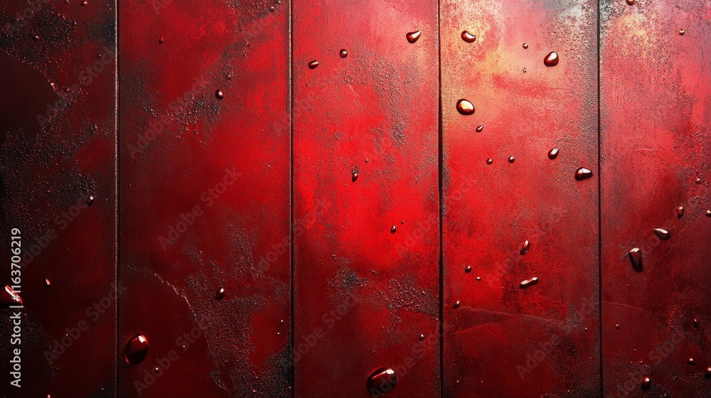 Fototapeta premium Red Textured Background with Water Droplets