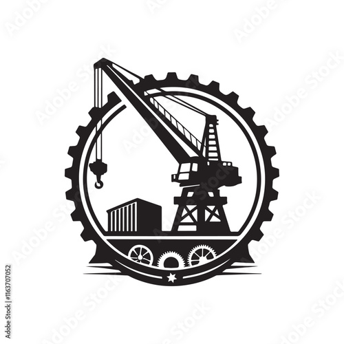  crane silhouette vector line art logo design