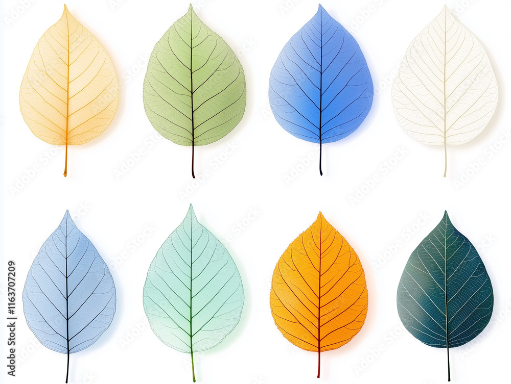 Transparent colorful leave arranged in circle Transparent colorful leave arranged in circle