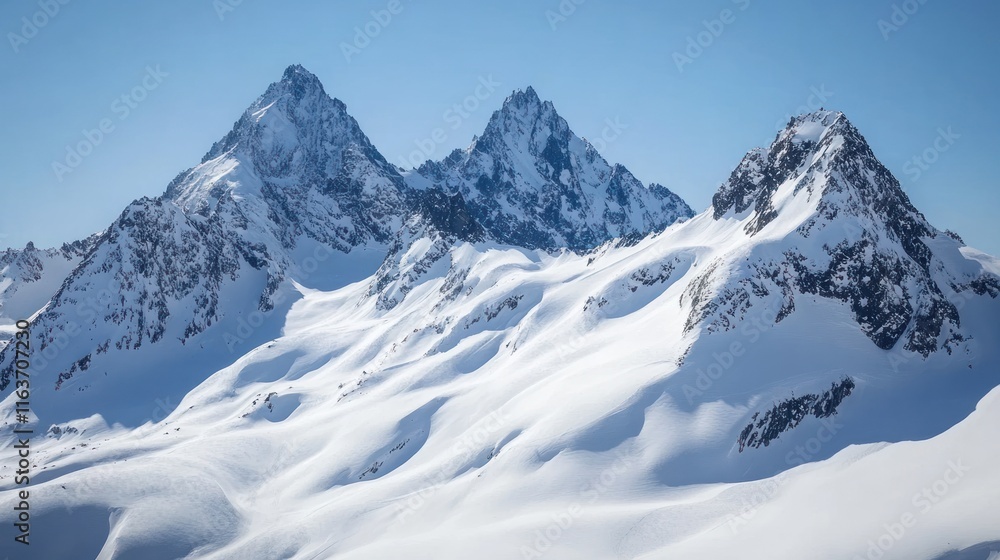 Majestic Winter Mountain Panorama: A Breathtaking View of Snow-Capped Peaks Majestic Winter Mountain Panorama: A Breathtaking View of Snow-Capped Peaks