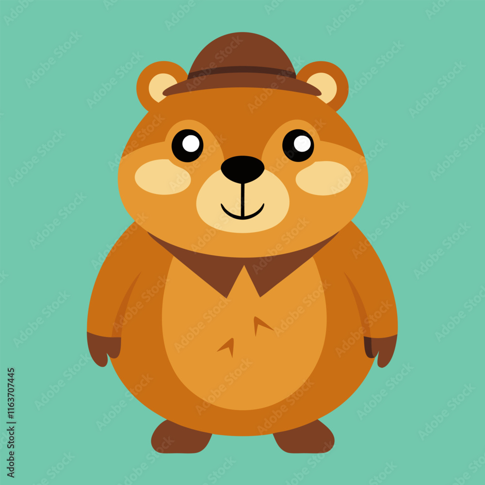 Happy Groundhog Day cartoon groundhog Vector on a sky color background
Happy Groundhog Day cartoon groundhog Vector on a sky color background