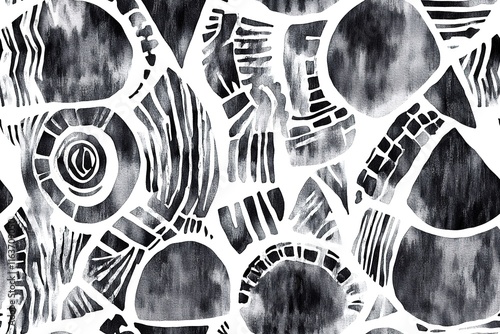 Abstract black and white geometric pattern seamless repeat for fabric or wallpaper design