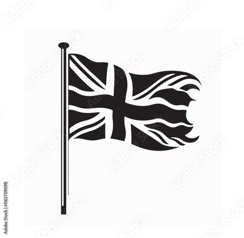 United Kingdom Waving Flag On Pole image vector isolated on white background.